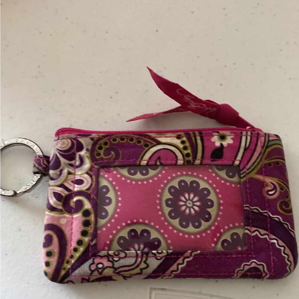 Vera Bradley Pink and Purple Paisley Keychain Wallet